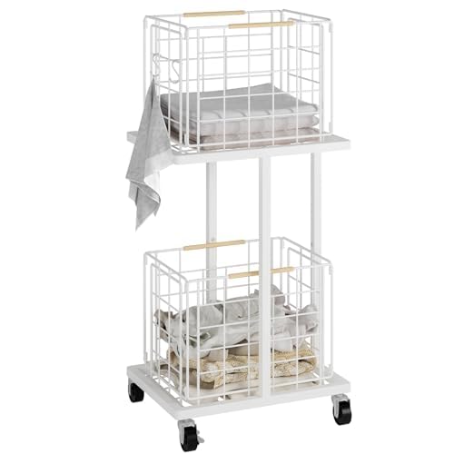 Amazon｜SINNONAKA tower ランドリーバスケット 2段 キャスター